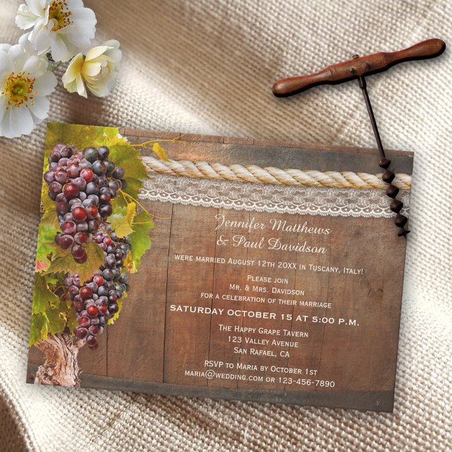 Invitación de recepción de bodas con tema de vino  (Subido por el creador)