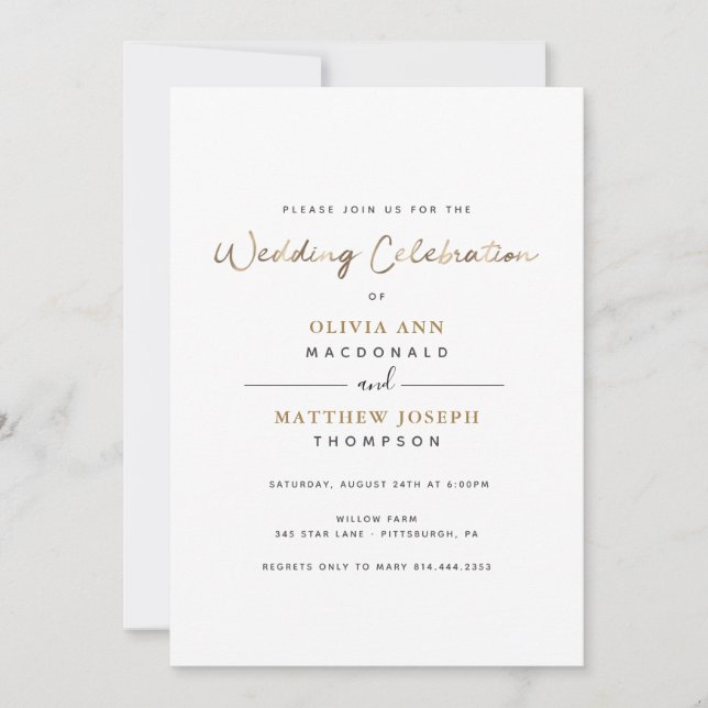 invitación de recepción de celebración de boda de  (Anverso)