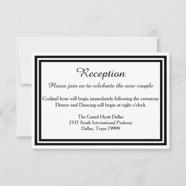 Invitación de recepción de doble borde negro (Anverso)