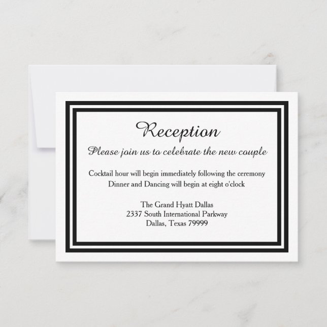 Invitación de recepción de doble borde negro (Anverso)