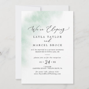 Invitación de recepción de elopamiento verde con t