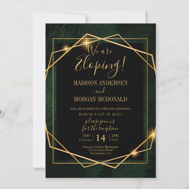 invitación de recepción de elopement con marco de  (Anverso)