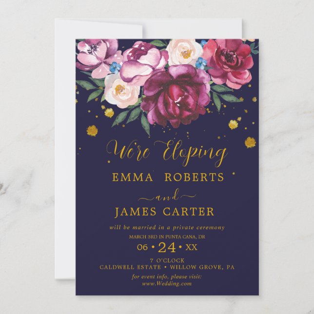 Invitación de recepción de elopement floral de oto (Anverso)
