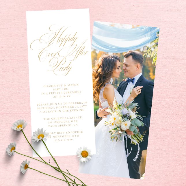 Invitación de recepción de fotos Gold Script Happi (Subido por el creador)