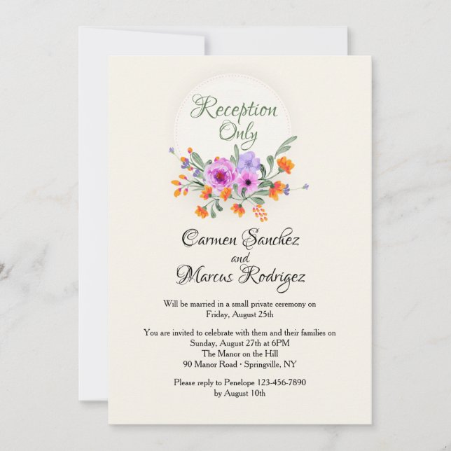 Invitación de recepción de fuga (Anverso)