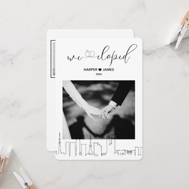 Invitación de recepción de fuga de boda moderna |  (Anverso/Reverso In Situ)