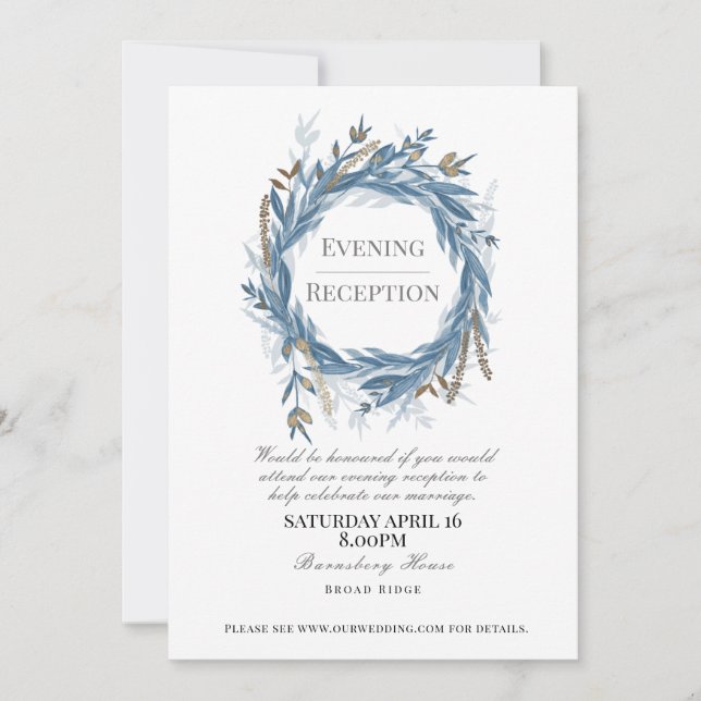 Invitación de recepción de la tarde para boda, Azu (Anverso)