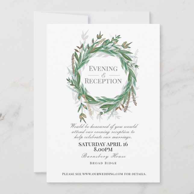 Invitación de recepción de la tarde para boda, Ver (Anverso)