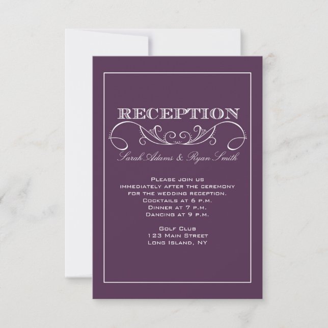 Invitación de recepción de remolino morado moderno (Anverso)
