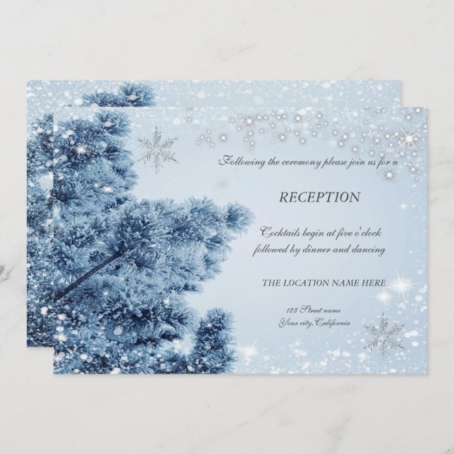 Invitación de recepción de Winter Wonderland, Niev (Anverso / Reverso)