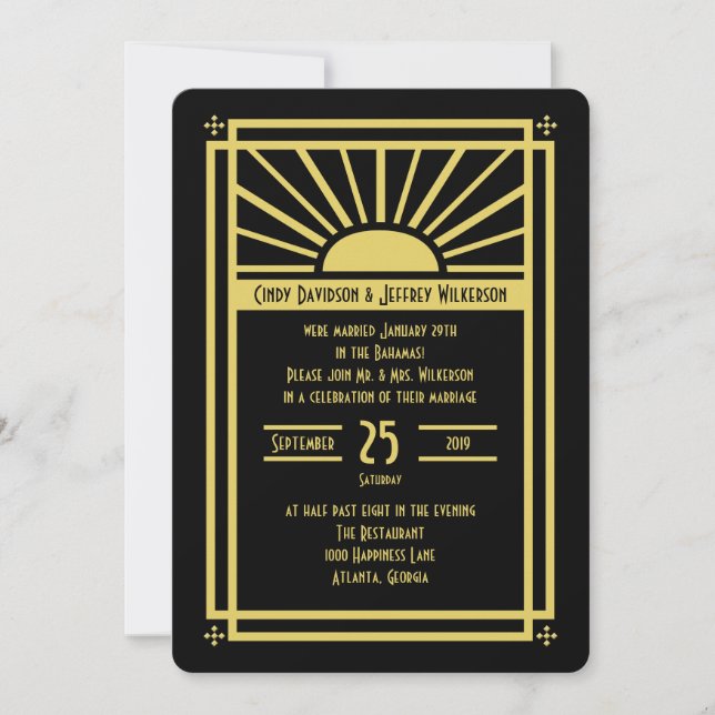 Invitación de recepción después de la boda -- Art  (Anverso)