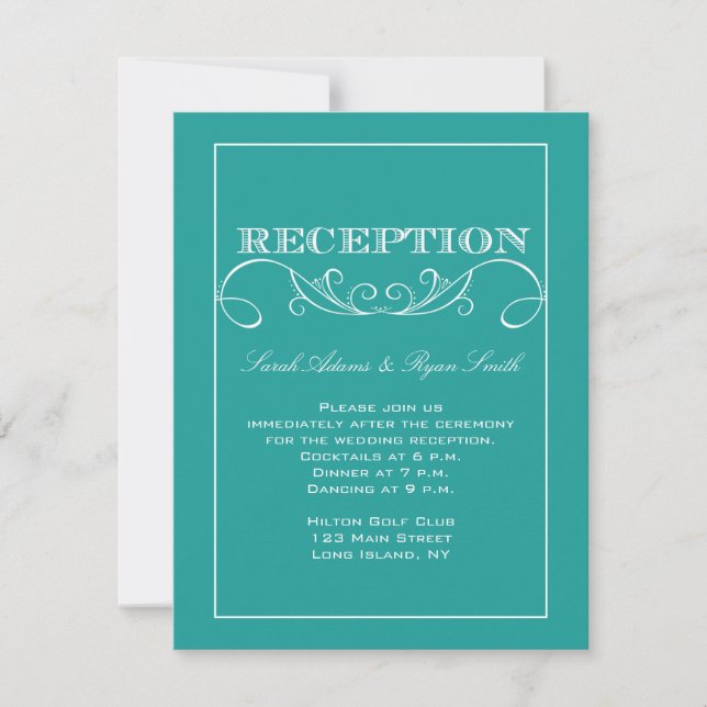 Invitación de recepción elegante turquesa (Anverso)