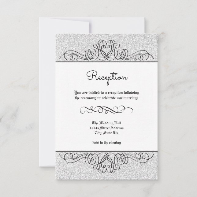 Invitación de recepción FauxGlitterFormal Floral F (Anverso)