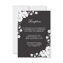 Invitación de recepción - Floral negro y blanco