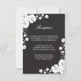 Invitación de recepción - Floral negro y blanco