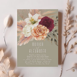 Invitación de Recepción Floral Rústica de Borgoña