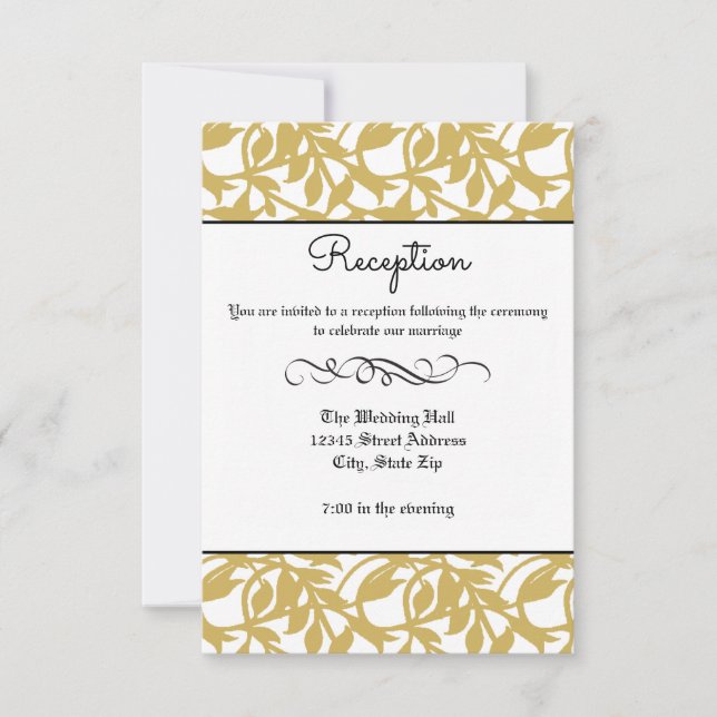 Invitación de recepción - Floritura formal retro e (Anverso)
