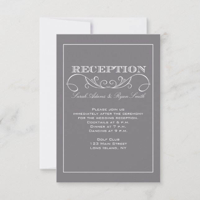 Invitación de recepción gris moderna (Anverso)