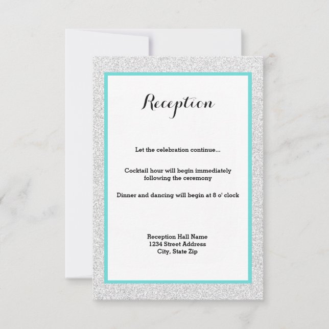 Invitación de recepción - Marco de brillo blanco y (Anverso)