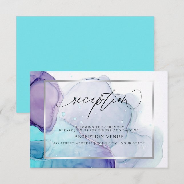 Invitación de recepción moderna con tinta acuática (Anverso / Reverso)