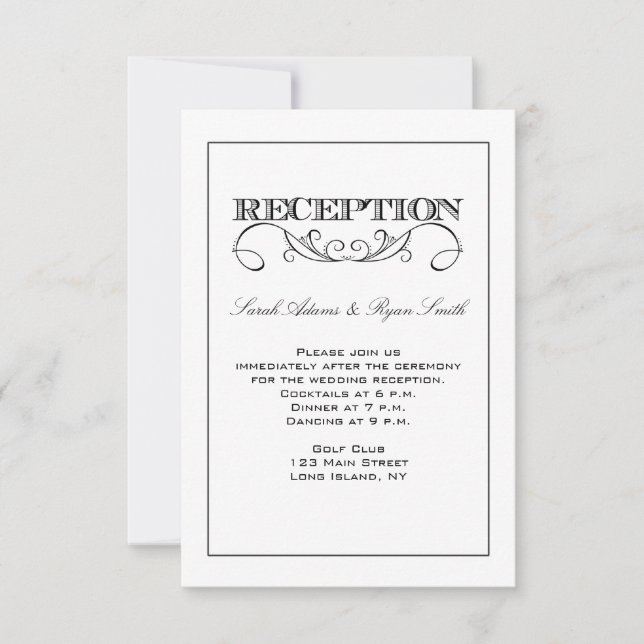 Invitación de recepción moderna en blanco y negro (Anverso)
