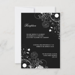 Invitación de recepción - Patrón floral negro/blan