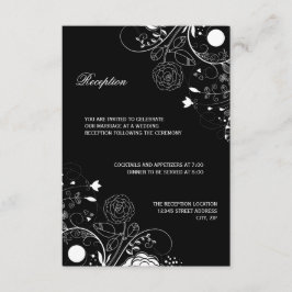 Invitación de recepción - Patrón floral negro/blan