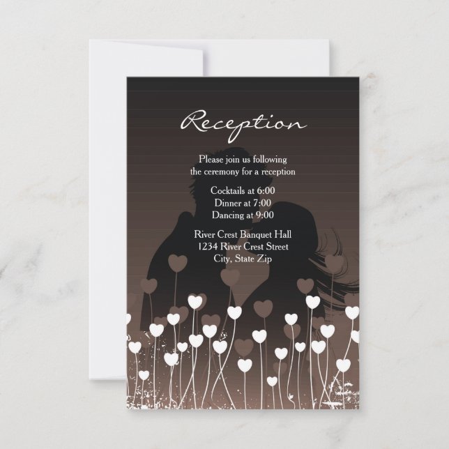 Invitación de Recepción - Silueta de Corazones en  (Anverso)
