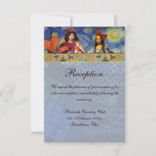 Invitación de recepción vintage con arte divertido