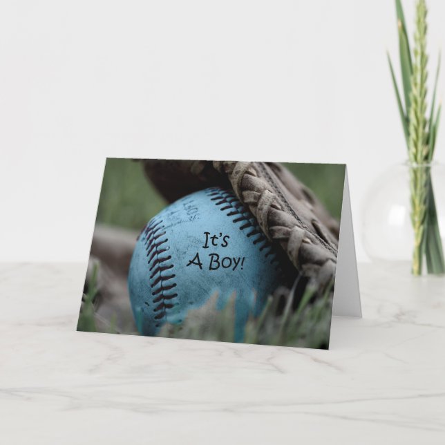 Invitación de recién nacido con béisbol (Anverso)