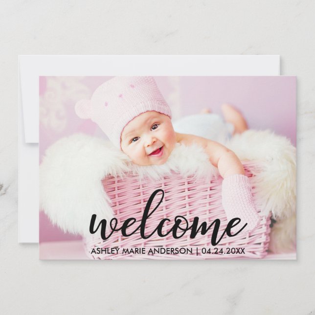 Invitación de Recién nacido de bienvenida moderna (Anverso)