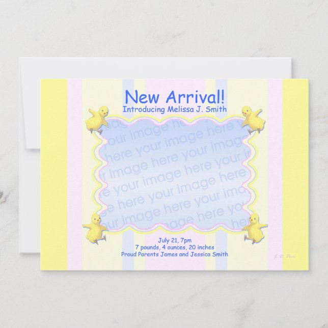 Invitación de Recién nacido de chicles pequeños (f (Anverso)