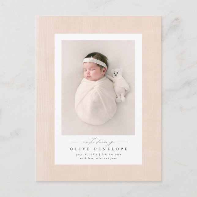 Invitación de recién nacido de marco texturado sua (Anverso)