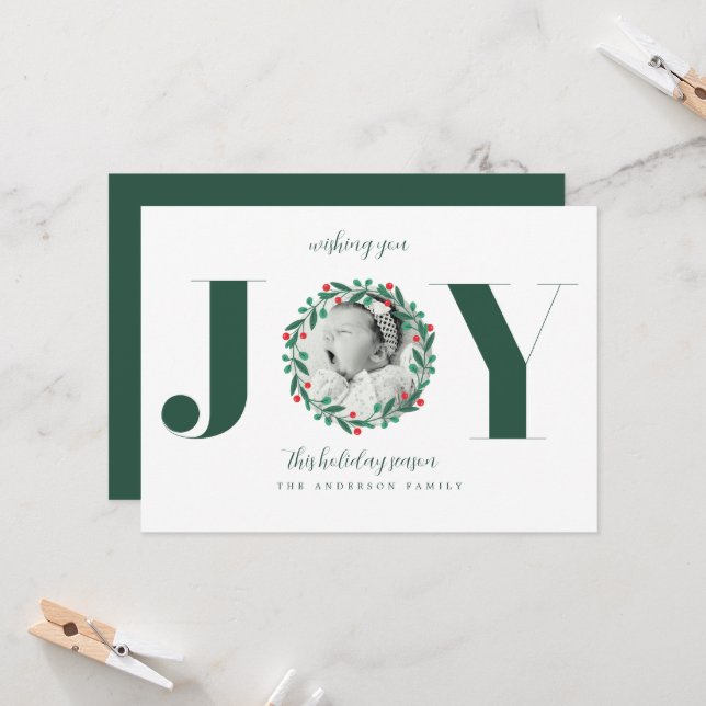 Invitación de Recién nacido Wreath de navidades (Anverso/Reverso In Situ)