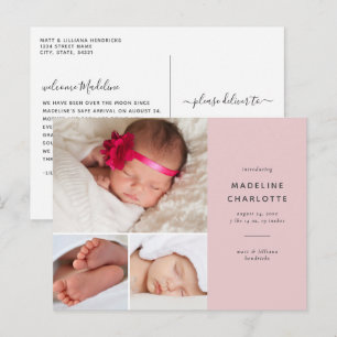Invitación de recién nacidos con foto múltiple par