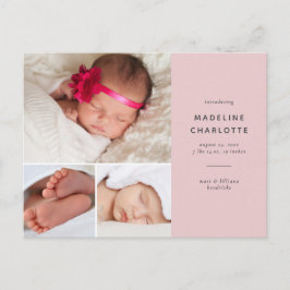 Invitación de recién nacidos con foto múltiple par