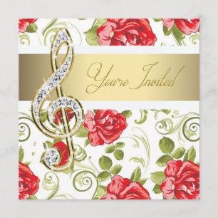 Invitación de Recital de Clef de Sol en Oro Rosa R