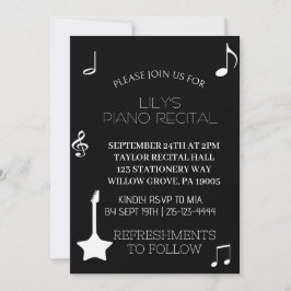 Invitación de Recital de Piano de Nota Musical Neg