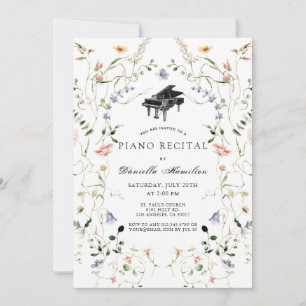 Invitación de Recital de Piano Wildflower Blanco