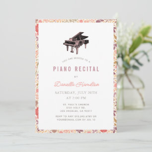 Invitación de Recital de Piano Wildflower Blanco