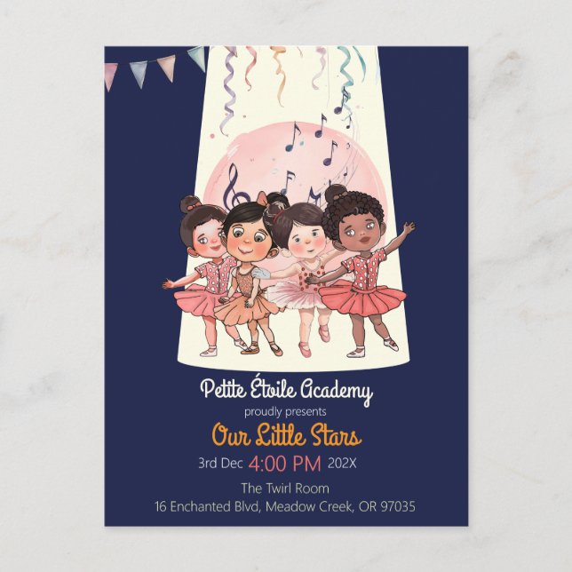 Invitación de Recital de Tiny Dancers – Estudio Pe (Anverso)