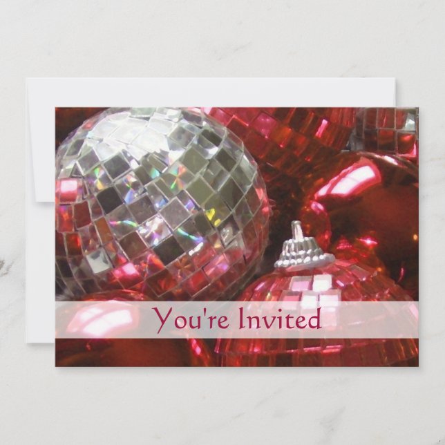 Invitación de Red Baubles 'Estás invitado' (Anverso)