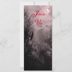Invitación de Red Haunted Sky y Raven Personalizad
