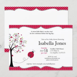 Invitación de Red Ladybug Baby Shower - Personaliz