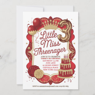 Invitación de Red Little Miss Threenager