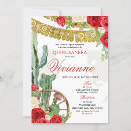 Invitación de Red Rose Western Charra Mis Quince