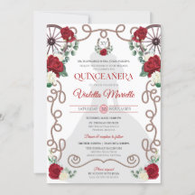 Invitación de Red Rose Western Charro Quinceanera