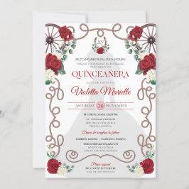 Invitación de Red Rose Western Charro Quinceanera