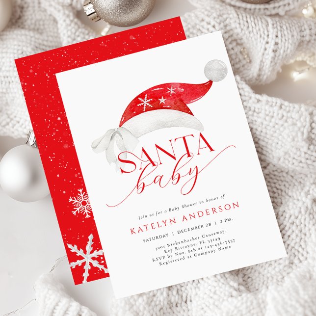 Invitación de Red Santa Baby Shower (Subido por el creador)