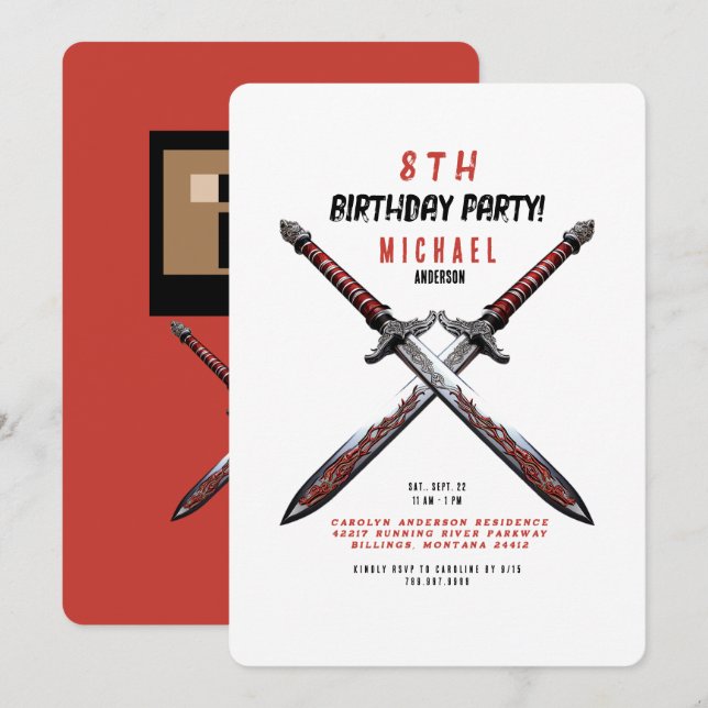 Invitación de redondeo a la fiesta de cumpleaños d (Anverso / Reverso)